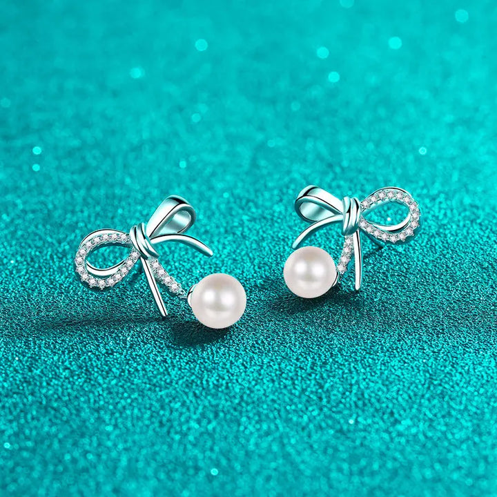 Moissanite Freshwater Pearl Earrings