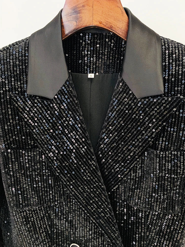 High Street Double Breasted Velvet Blazer