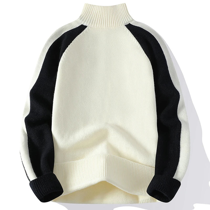 Zipper Turtleneck Pullover Sweater