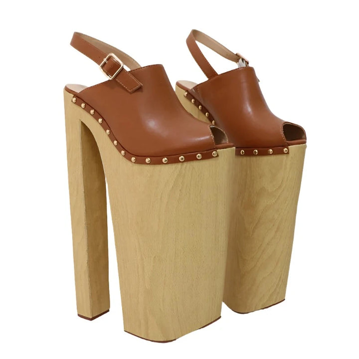 Chunky Sling Back Platform Shoes