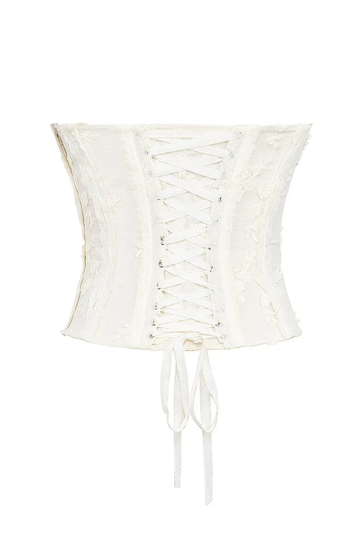Embroidery Lace-Up 2-Piece Skirt Suit