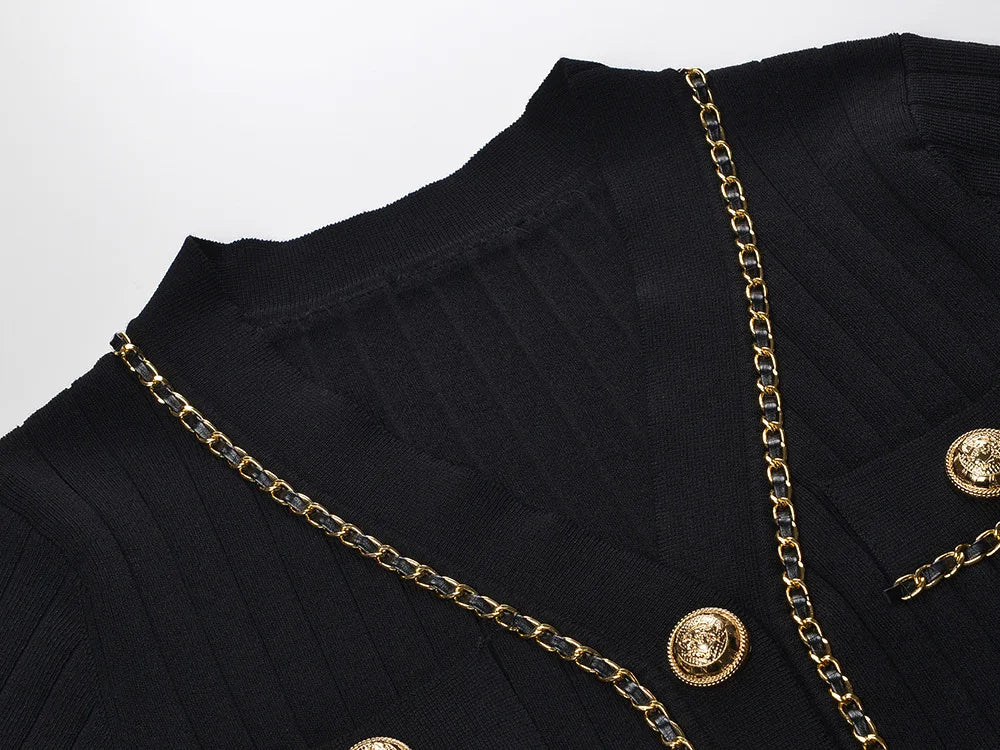 Stylish Chain Buckle Knitted Sweater