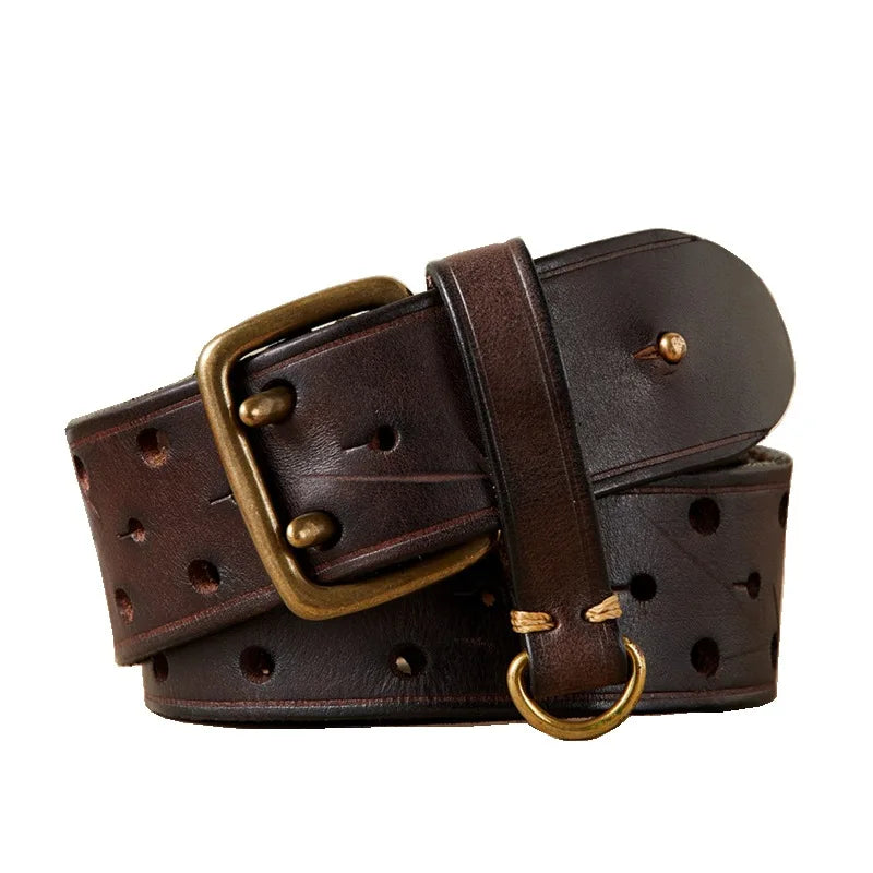 Trendy Double Needles Leather Belt