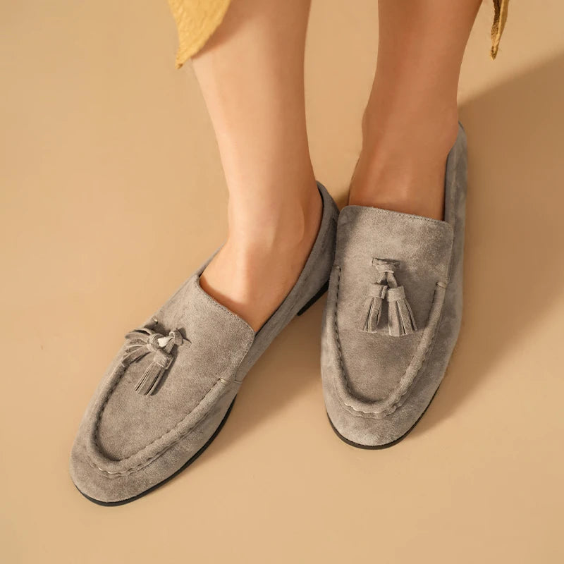 Luxury Light Suede Leather Tassel Shoes
