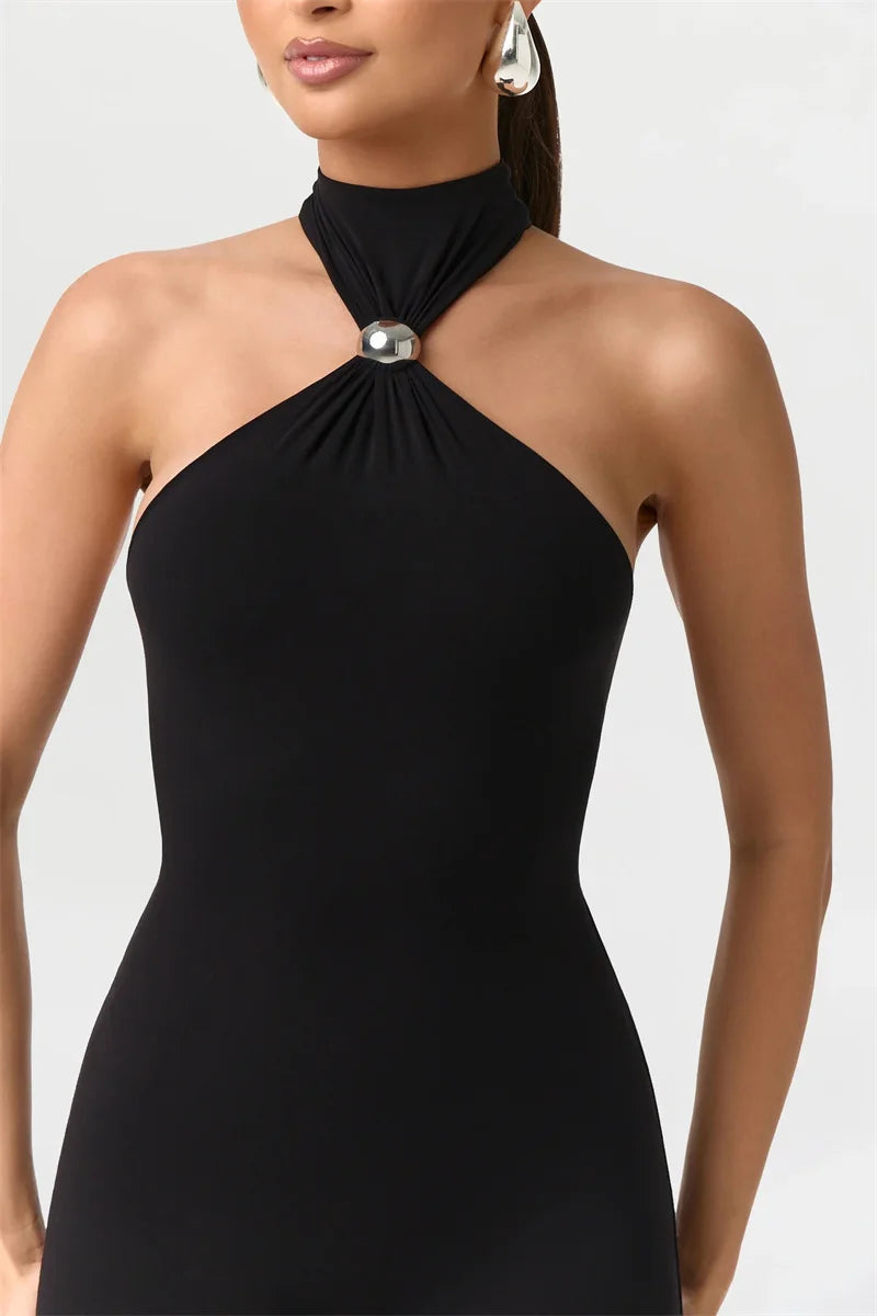 Stunning Halter Off-shoulder Slim Jumpsuit