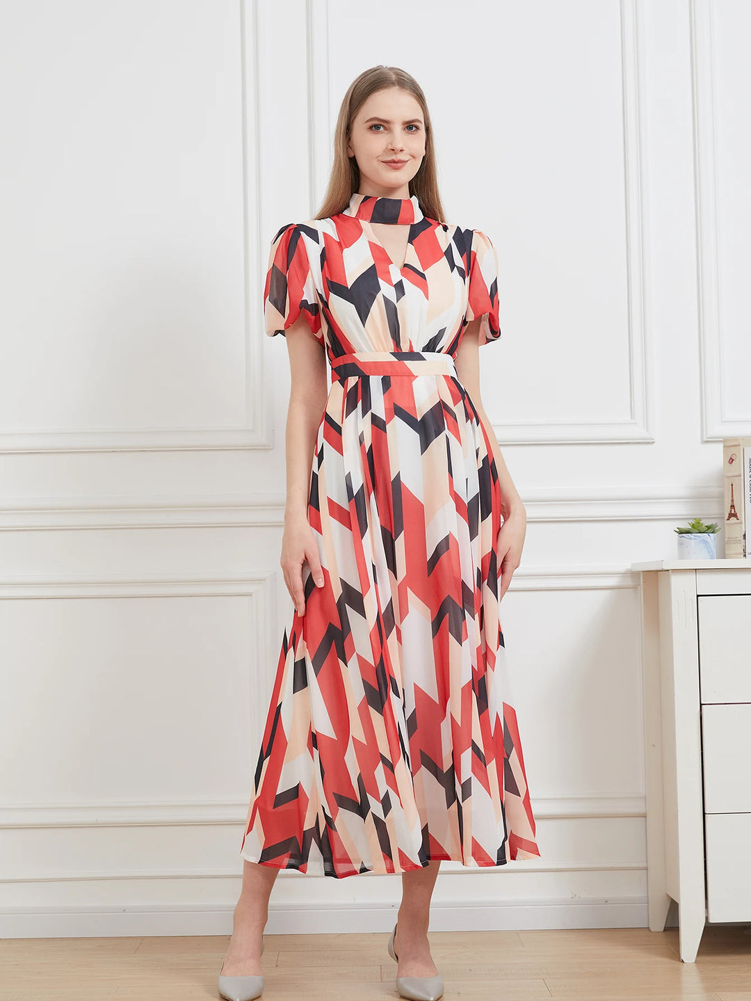 Chiffon Floral Print Holiday Dress