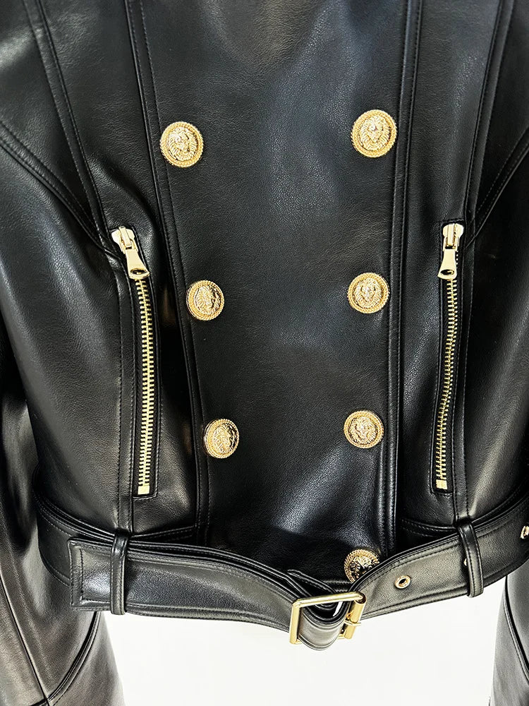 Peak Shoulder Double Breasted Moto Jacket