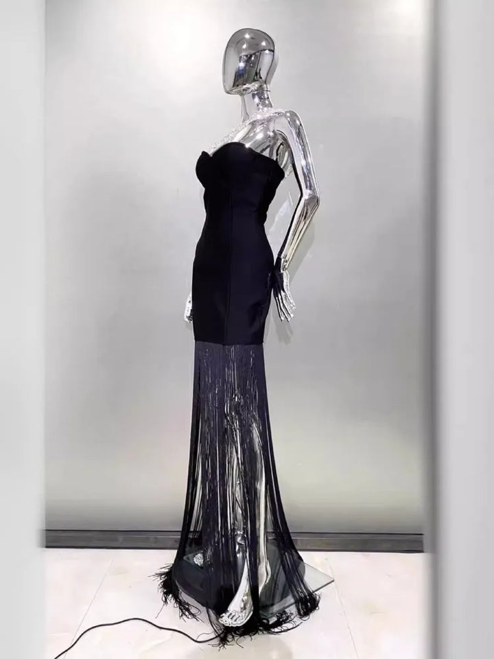 Stylish Slash Neck Midi Bodycon Dress