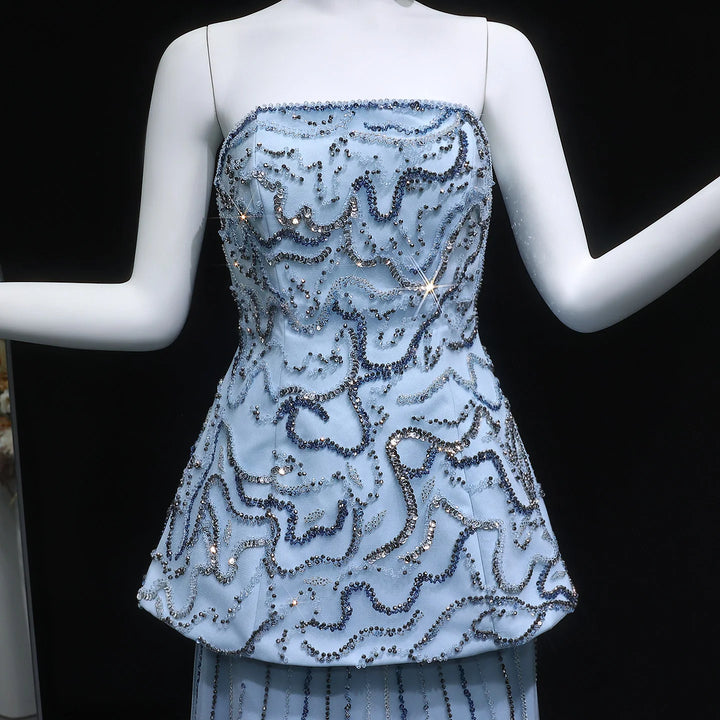 Regal Strapless Arabian Beaded Evening Dress