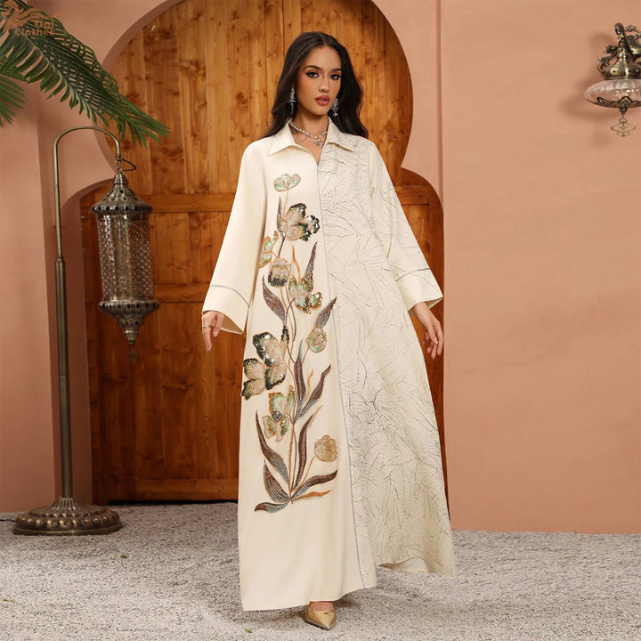 Charming Beaded Traditional Abaya Dress