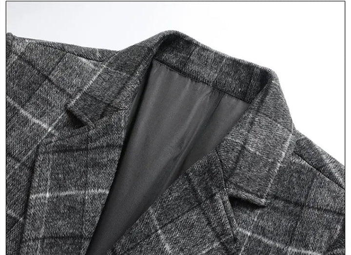 Classic Mid-Length Plaid Woolen Coat