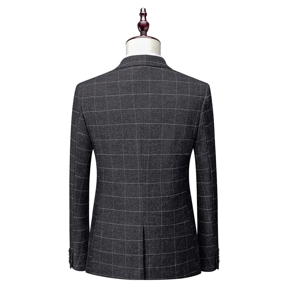 Checked Design Men's Business Suit