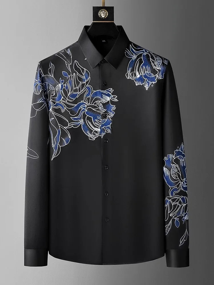 Luxury Flower Embellished Slim Fit Shirt