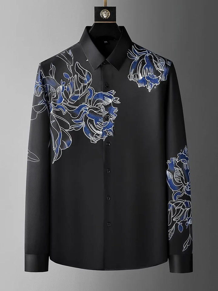 Luxury Flower Embellished Slim Fit Shirt