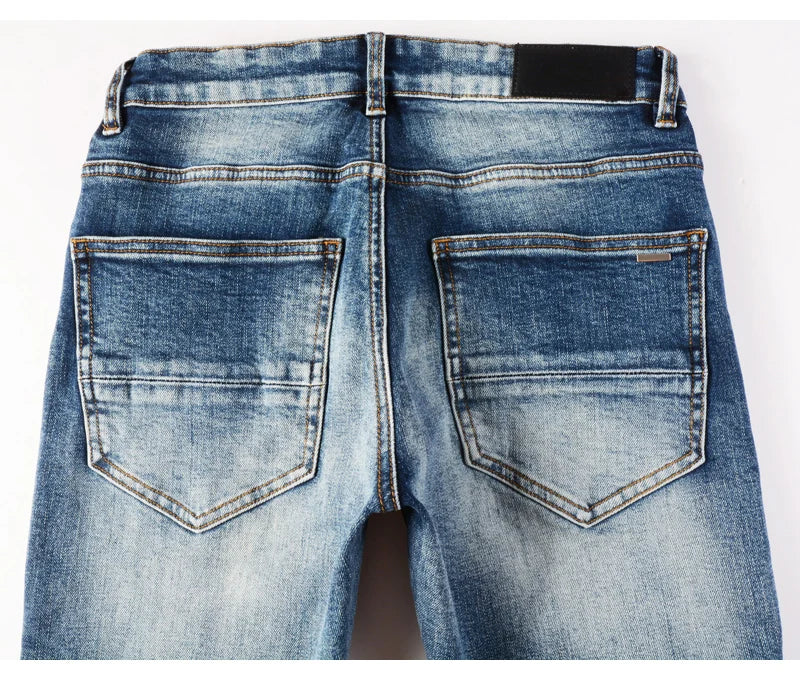 Sleek Patch Detail Slim Denim Jeans Pants