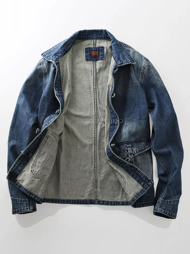 Micro-old Lapel Pocket Denim Jacket