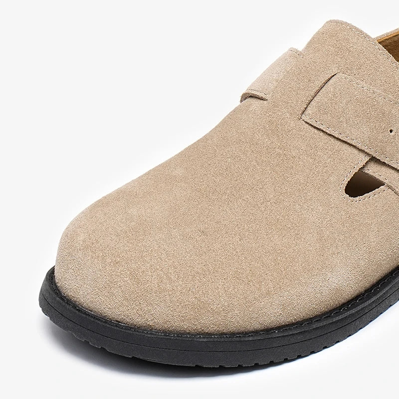 Casual Buckle Strap Cow Suede Flats