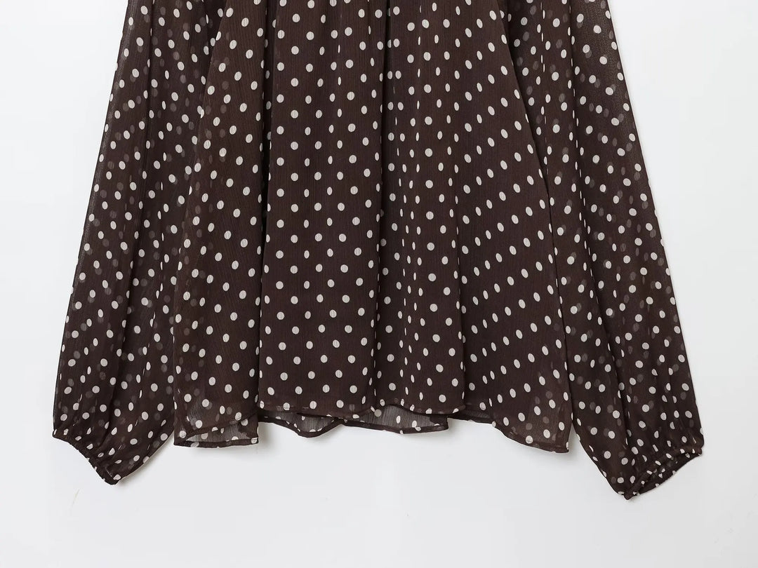 Stunning Polka Dots Chiffon Blouse
