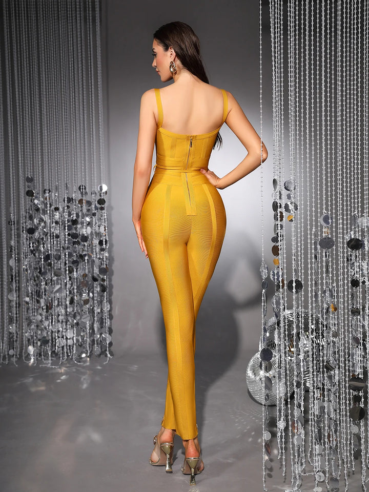 Smarty V-neck Bandage Jumpsuit