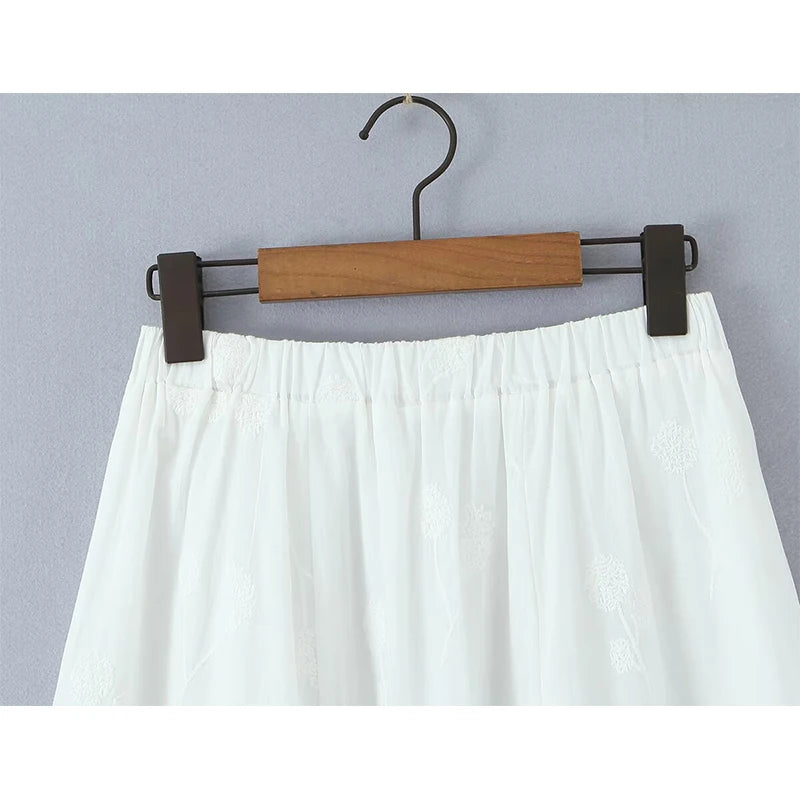 Classic Floral Embroidered Midi Skirt