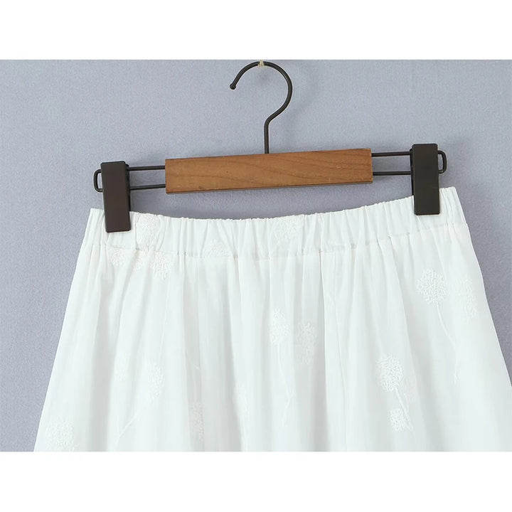 Classic Floral Embroidered Midi Skirt