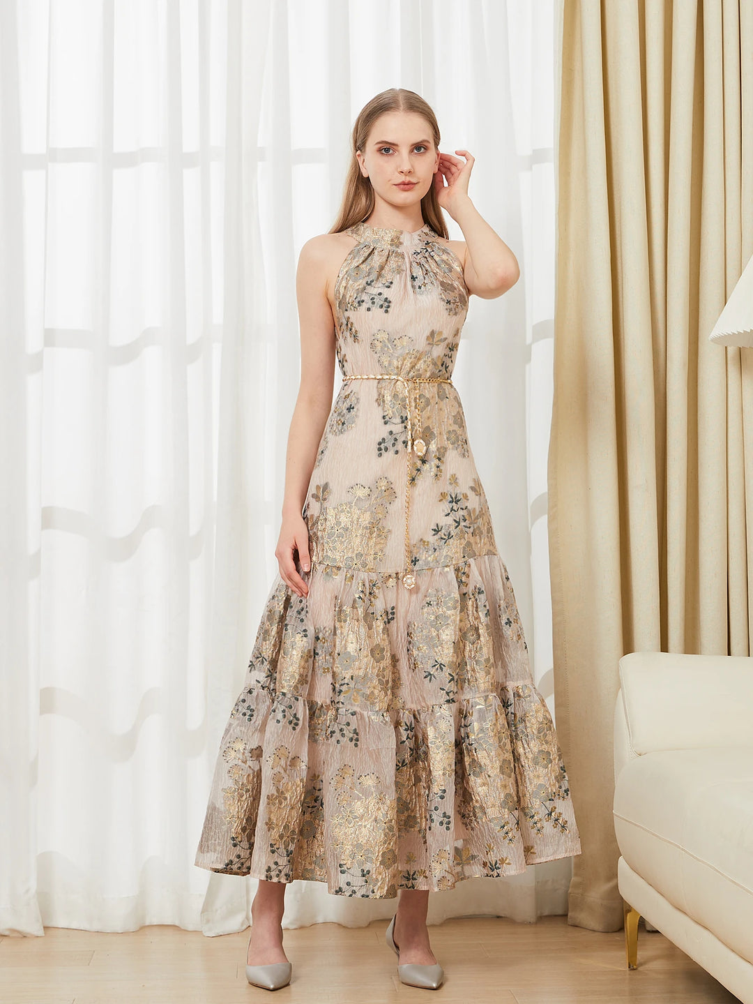 Elegant Women's Organza Loose Halter Dress - All For Me Today Elegant Women's Organza Loose Halter Dress - All For Me Today