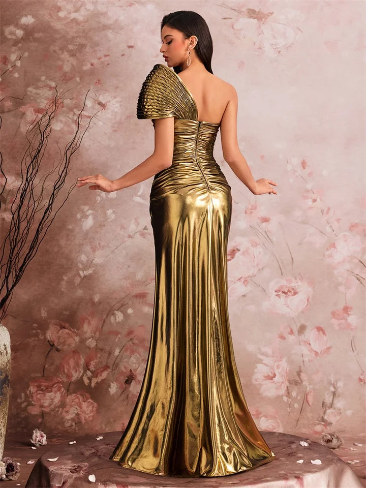 Show-stopping Slanted Shoulder Evening Dress
