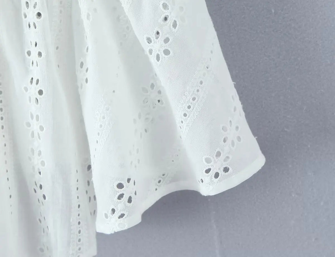 Lovely Hollow Out Embroidered Top