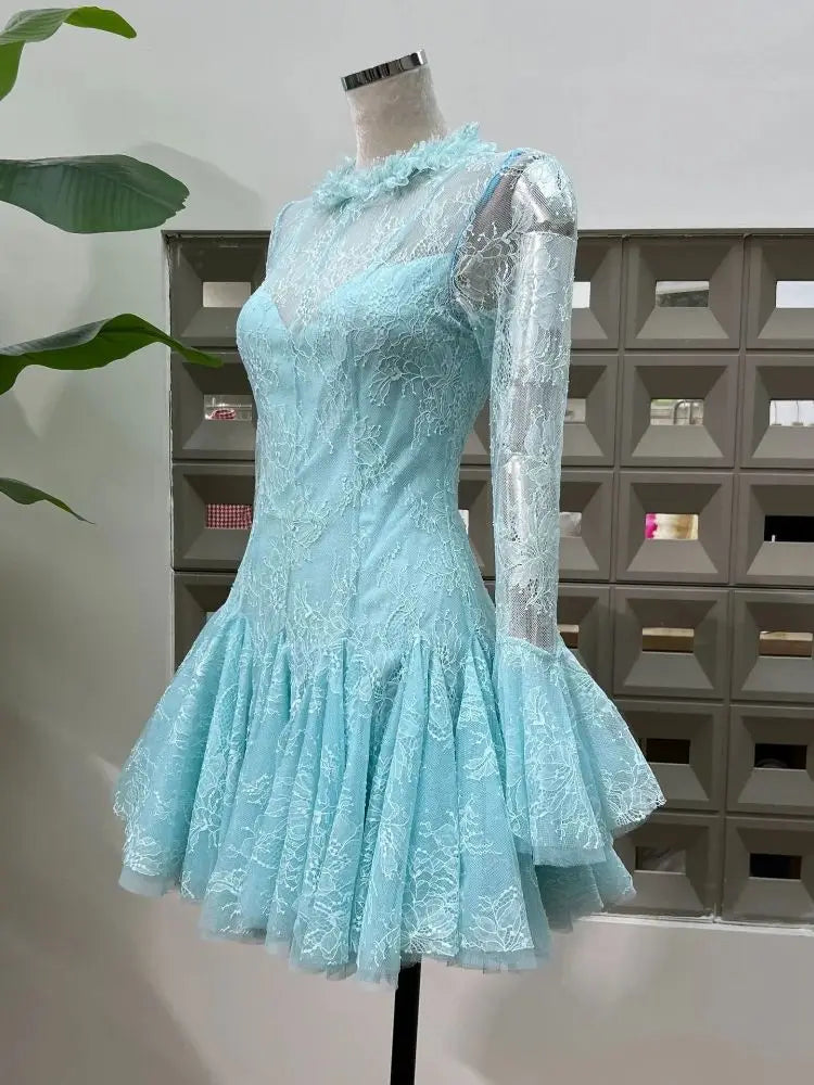 Sweet Long Sleeves Birthday Party Mini Dress