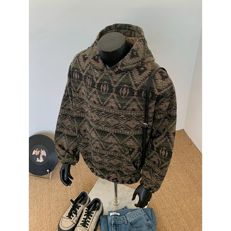 Stylish Jacquard Thickened Warm Hoodie