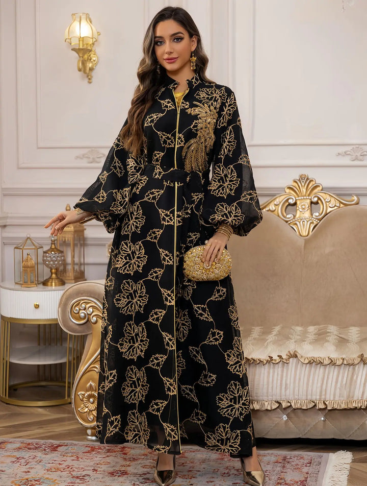 Netting Embroidered Jalabia Dress