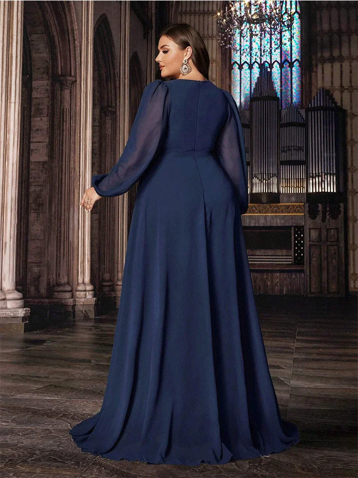 Luxury Square Collar Curvy Women Prom Dress