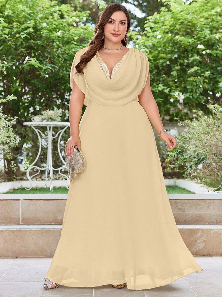 Shiny Chiffon Floor-Length Dress