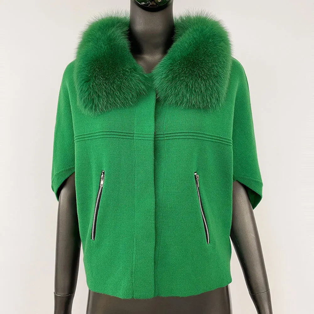 Luxury Fur Collar Knitted Coat