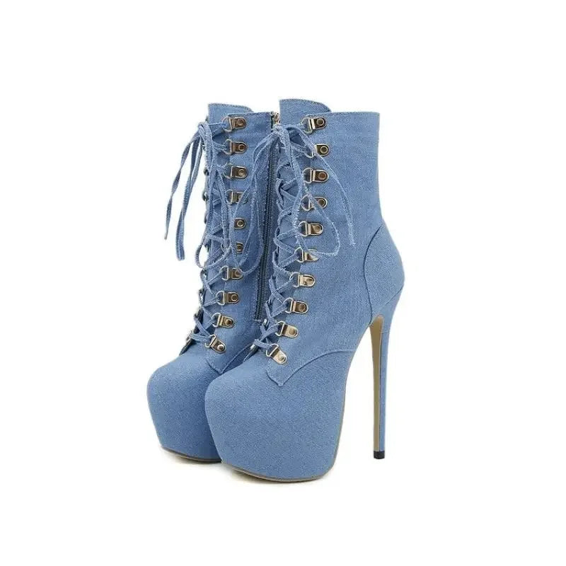 Blue Denim Stiletto Shoes