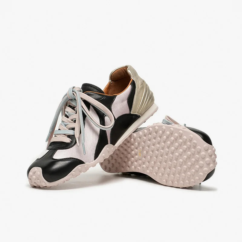Retro Mixed Color Lace-Up Sneakers