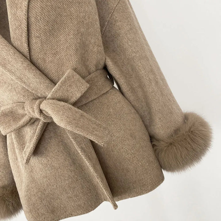 Sleek Natural Fur Wool Jacket