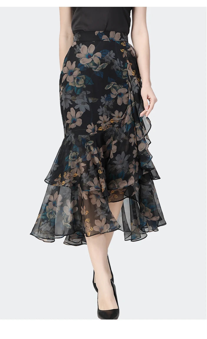 Graceful Ruffles Mermaid Silhouette Skirt