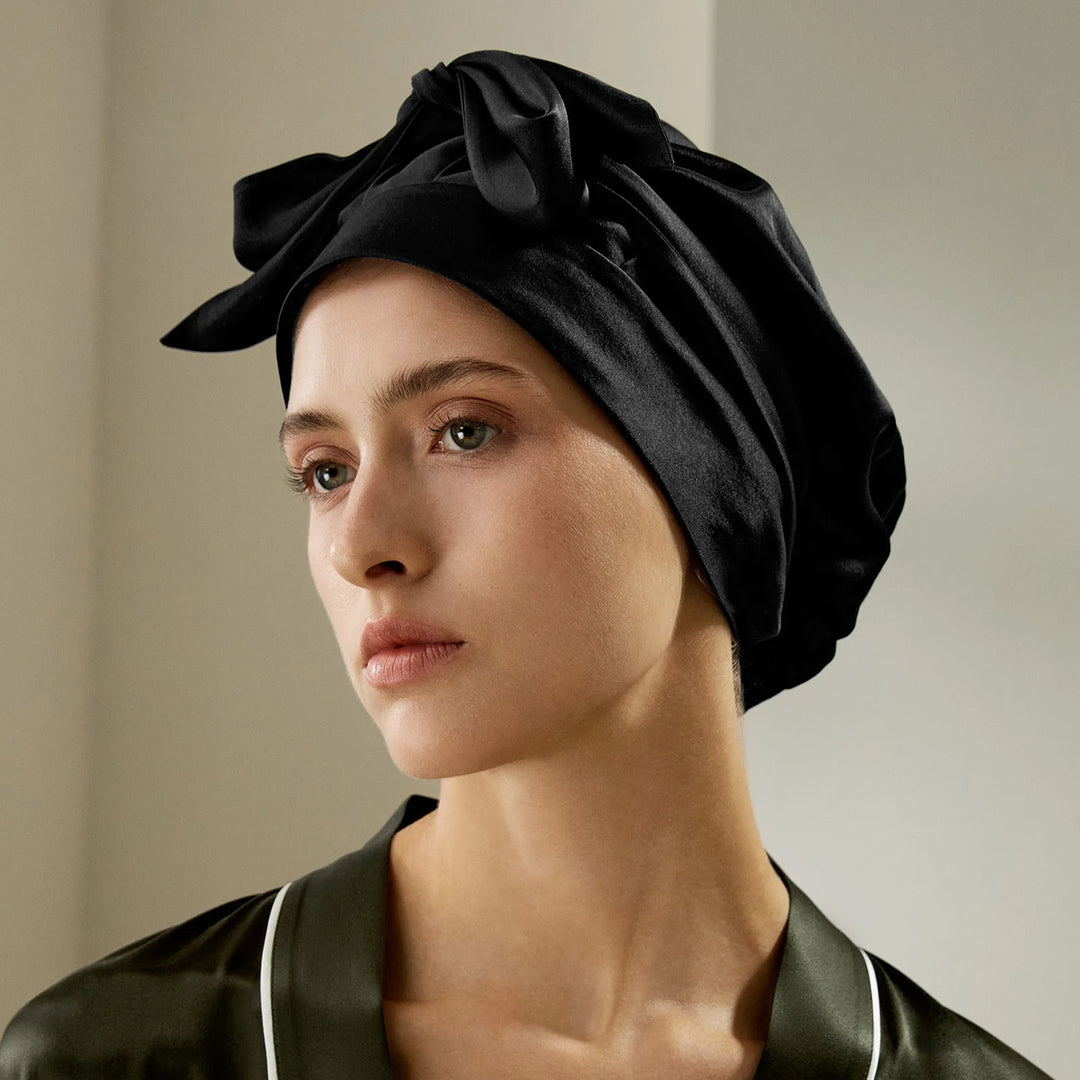 Adjustable Band Pure Silk Tie Bonnet