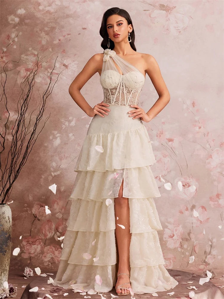 Charming Skew-shouldered Cocktail Gown
