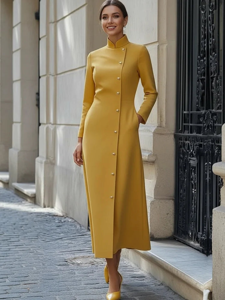 Stylish Diagonal Buttoned Maxi Dress