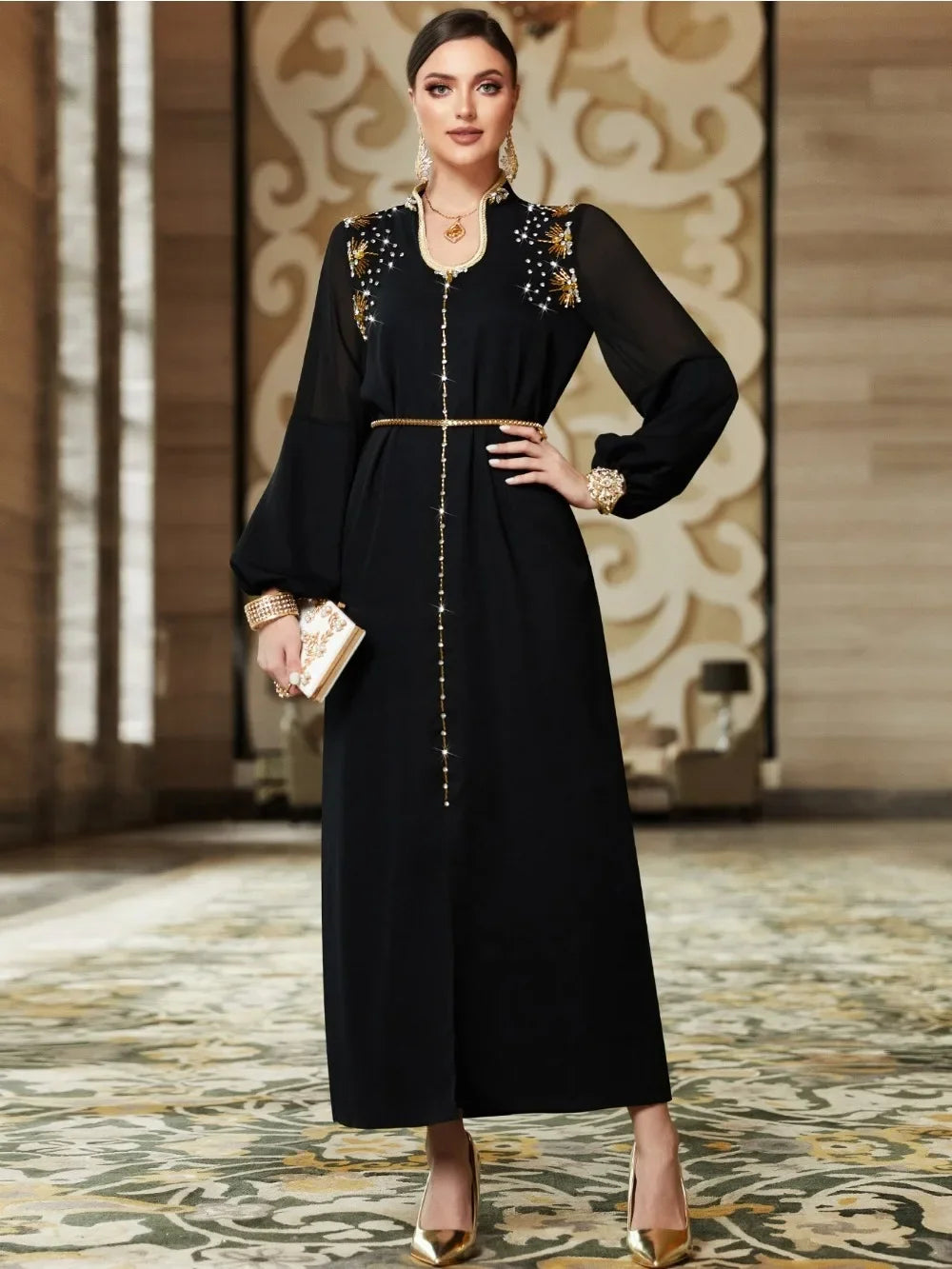 Graceful Lace-up Abaya Dress