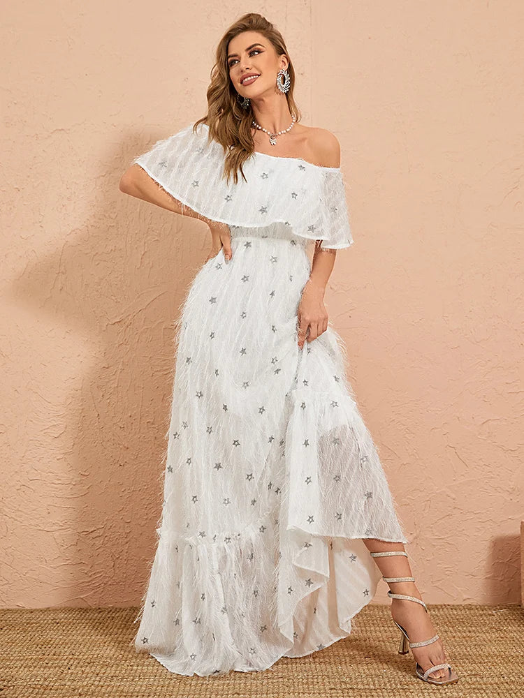 Graceful Lotus Sleeves Party Dress