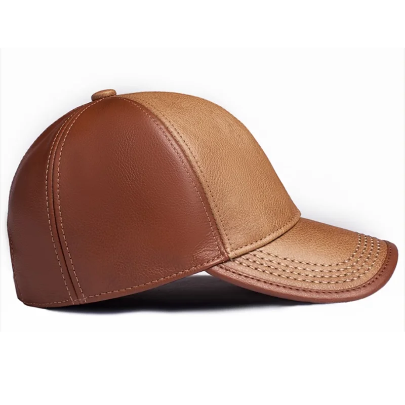 Premium Cowhide Leather Golf Peaked Hat