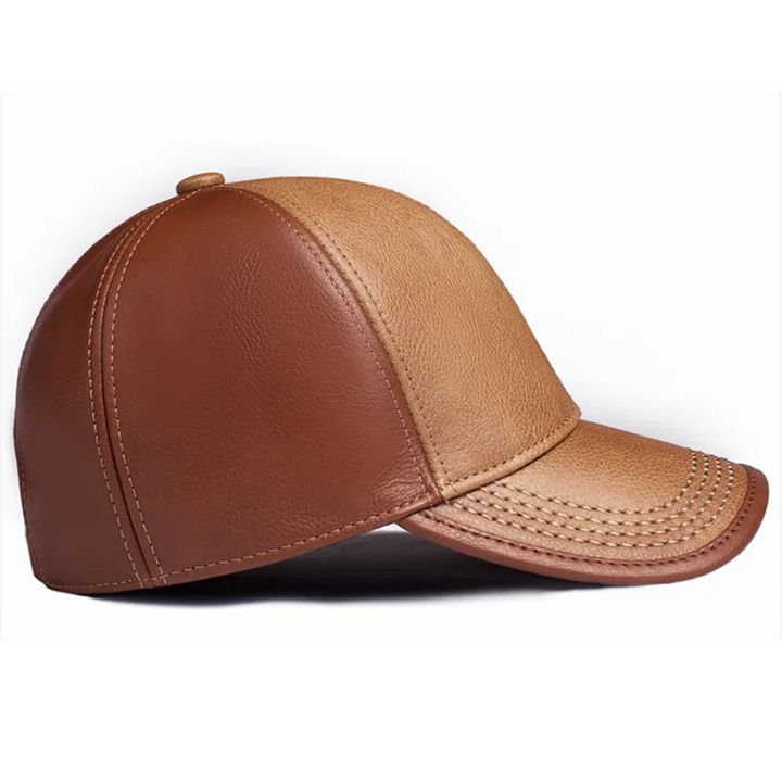 Premium Cowhide Leather Golf Peaked Hat