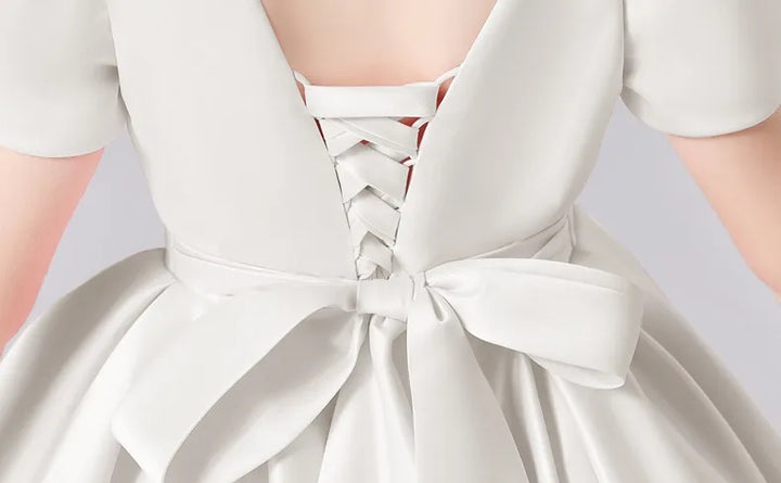 Elegant Square Collar Girl's Evening Dress