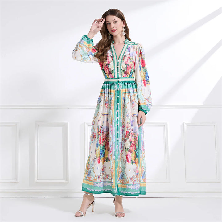 Single-breasted Boho Maxi Dress
