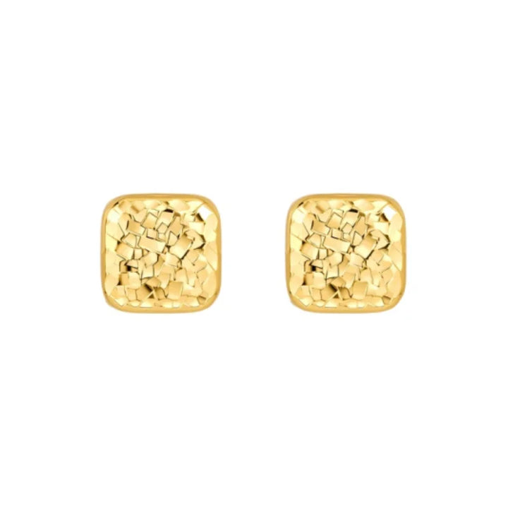 Trendy Gold Square Crushed Ice Style Earrings