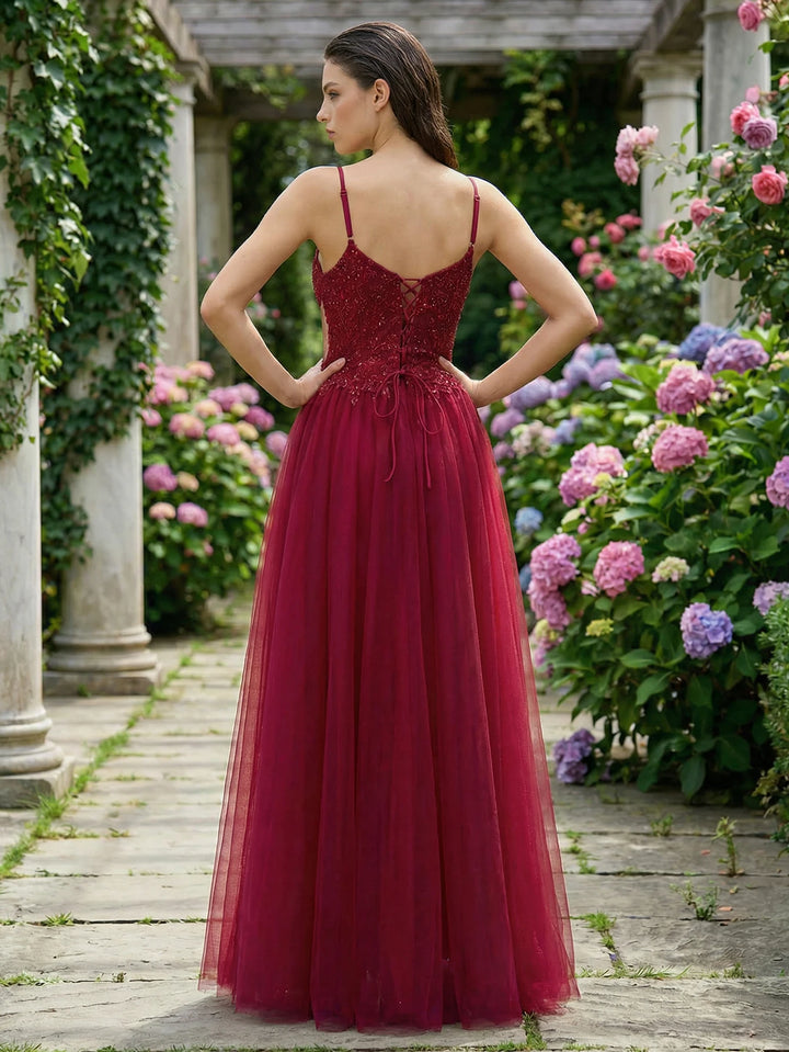 Glamorous Tulle Beaded Evening Party Dress