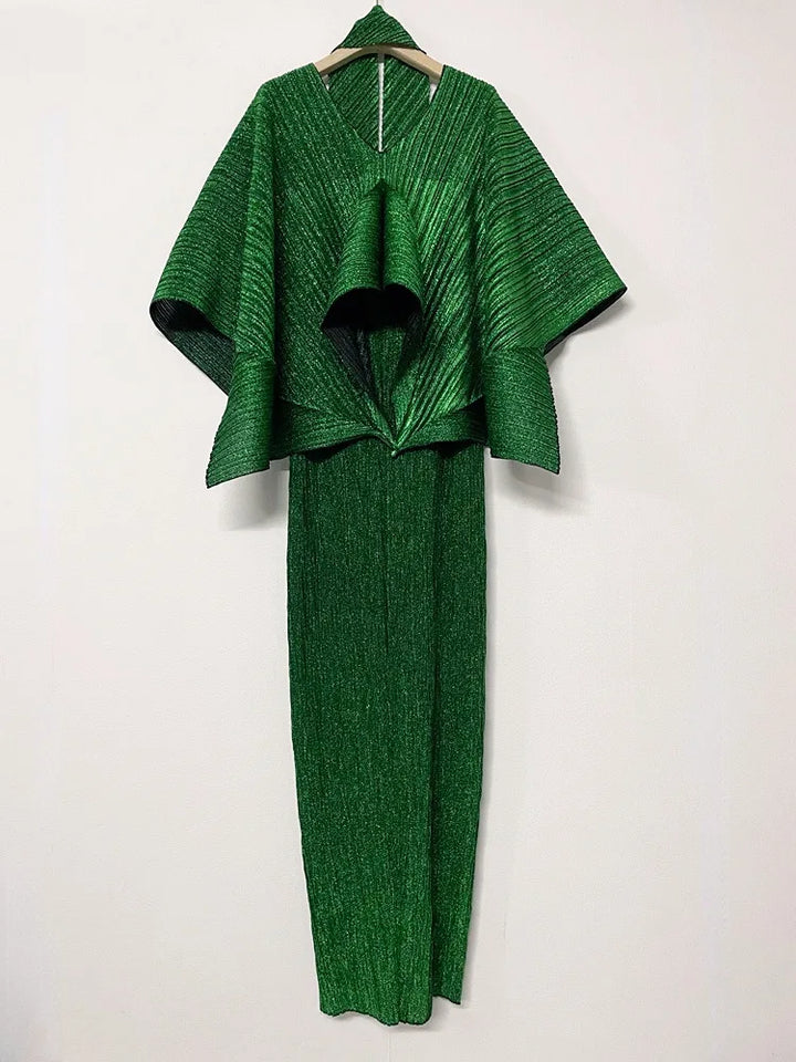 Elegant Pleated Women's 2-Piece Outfit Set